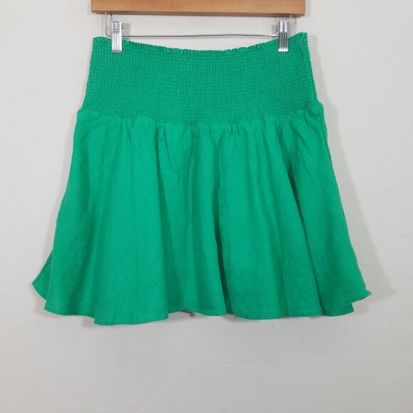 J. Crew 100% Linen Mini Skirt Green Size L - Picture 3 of 4
